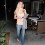 Christina Fulton seen leaving dinner at Porta Via in Beverly Hills, before sharing in the Victorious news